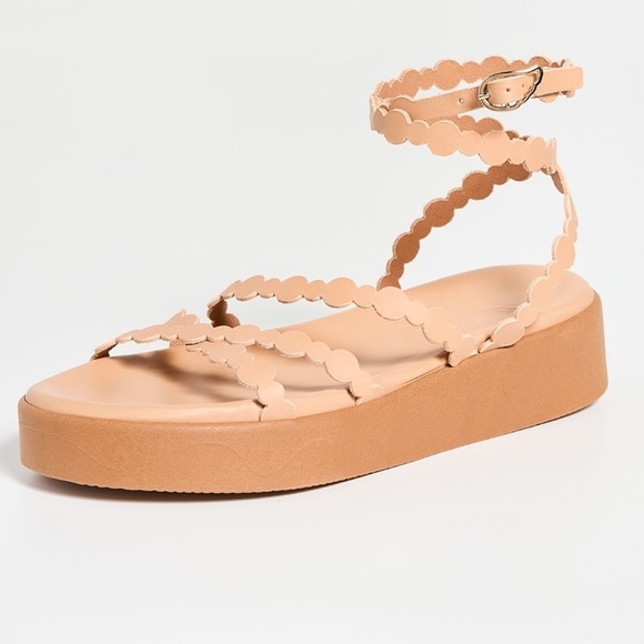 Ancient Greek Sandals Aspis Cowhide Scallop Edged Wrap Sandals SZ 10 - Picture 1 of 12